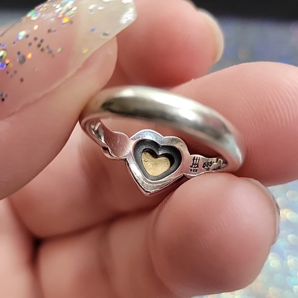 James Avery Retired True Heart Sterling Silver 925 & 14k Gold Ring SZ: 5.5 - Picture 6 of 8